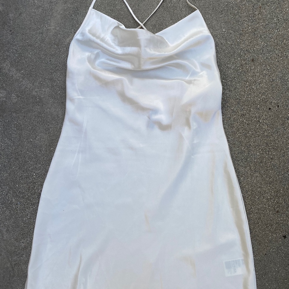 H&M White Satin Cowl Neck Slip Dress by Divided